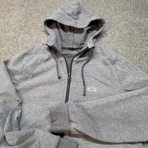 Oakley Mens Full Zip Hoodie Heather Gray Regular Fit Logo Sweatshirt XL